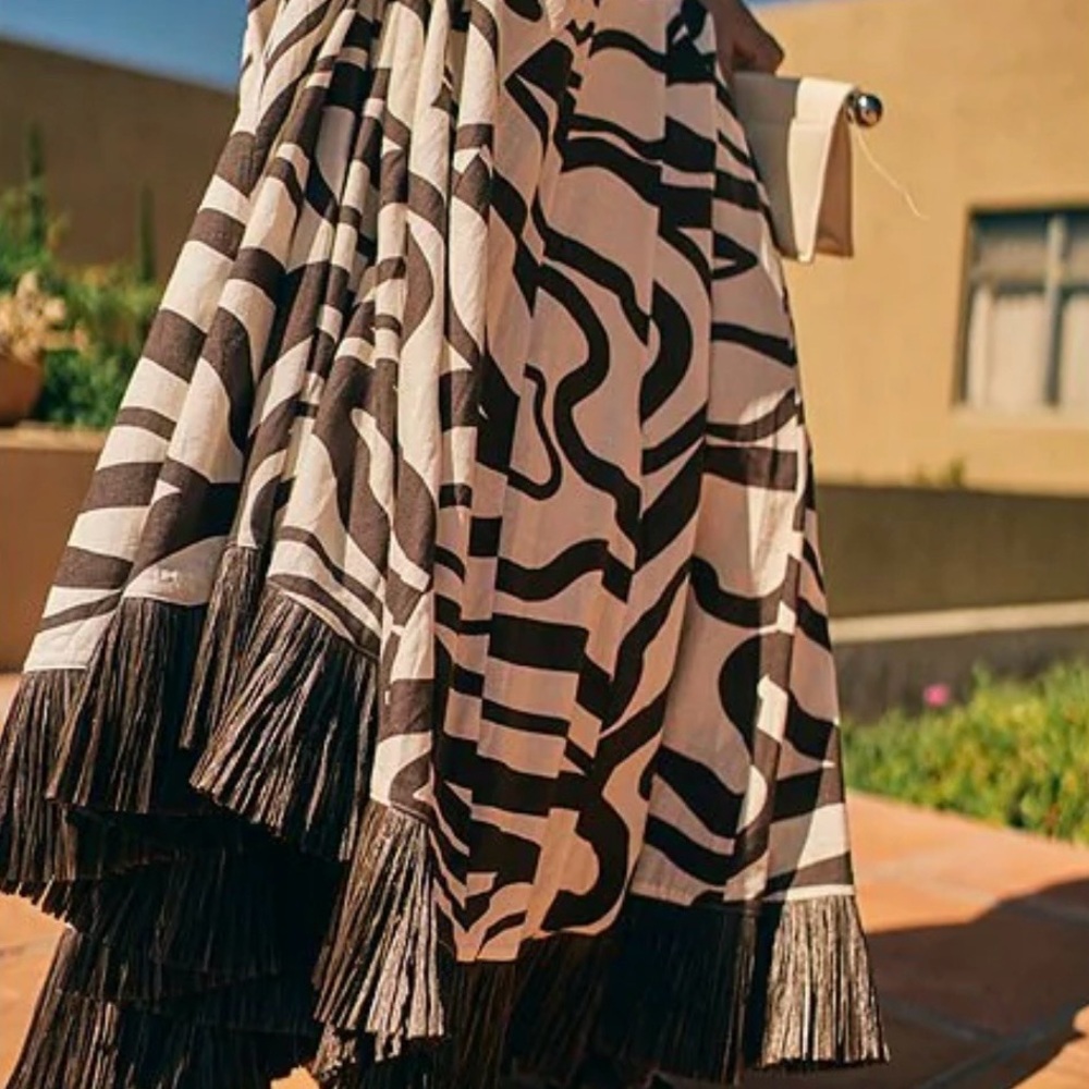 ANTONIO MELANI Style Somers Swirl Print Linen Blend Straw Trim Two Piece Set NWT - Picture 6 of 12